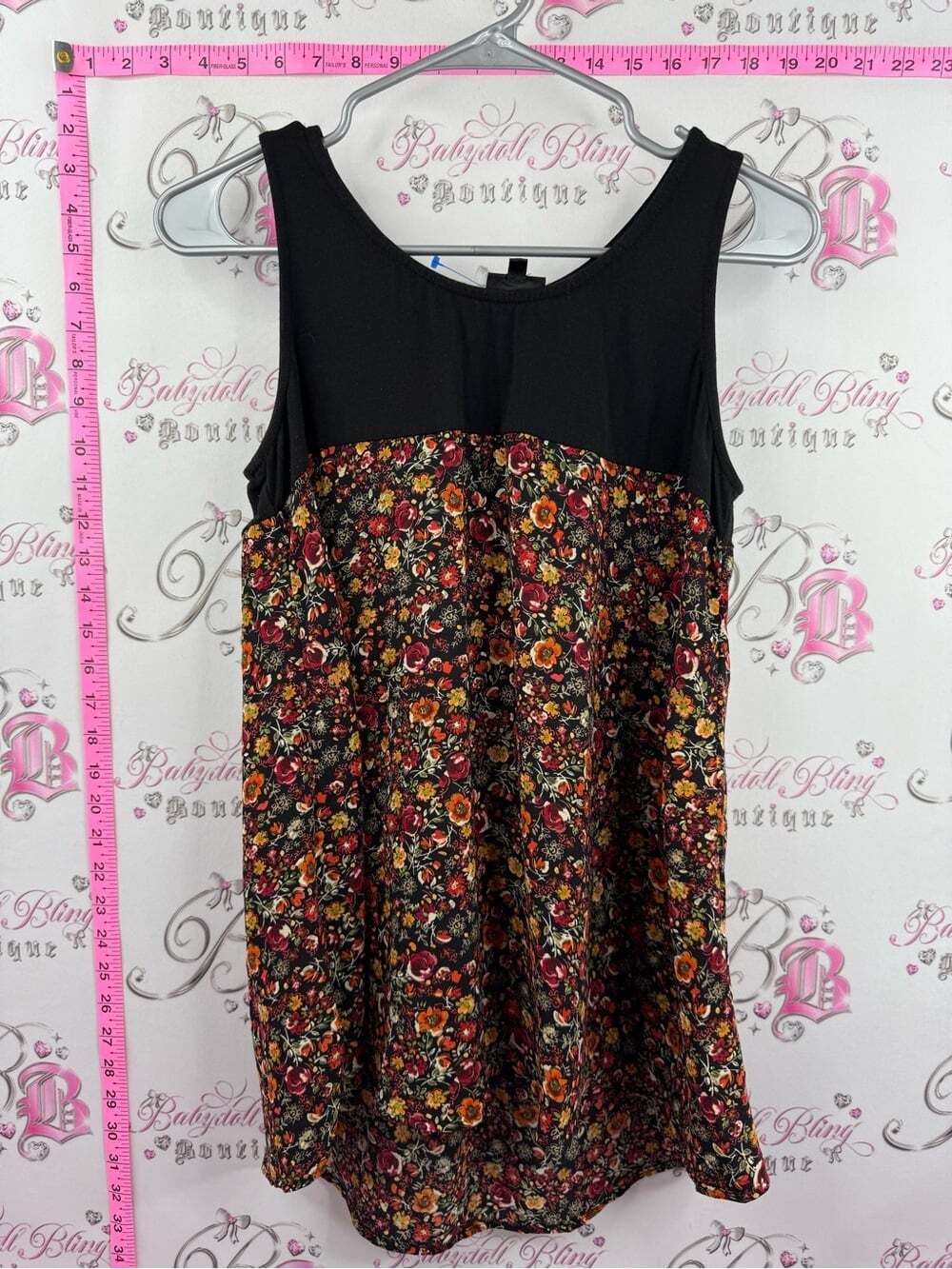 BOBEAU tank top flowy Women's Black Floral Tank Top - Sleeveless Blouse